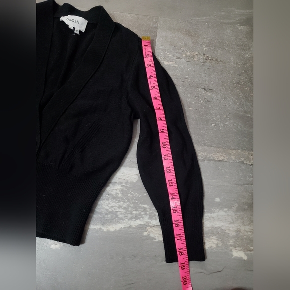 ba&sh "Ameo" Black V-Neck Knit Crop Cardigan. Silver Buttons. 3/4 Sleeves. XS. - Picture 14 of 14